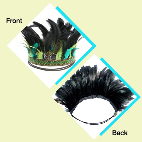 Aukmla Peacock Feather Fascinator Decorative Feather Headpiece Crown Headdress Costume Halloween Headband for Party...