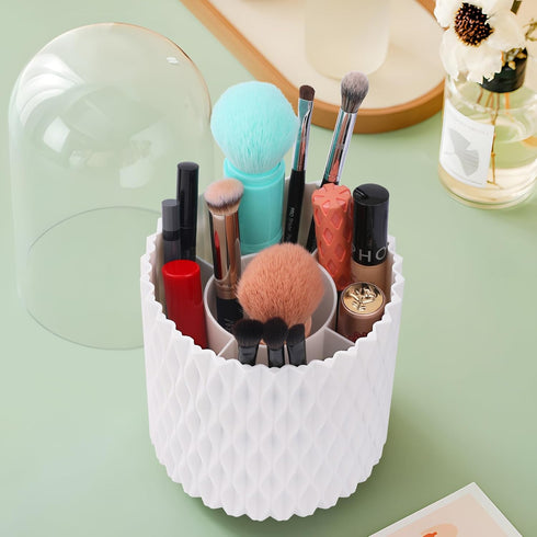 Makeup Brush Holder 360° Rotating Makeup Organizer 5 Slot Makeup Brushes Cup Pen Holder for Vanity Decor, Desk Storage Container, Bathroom Counter...