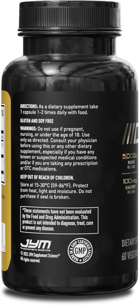 JYM D3 + K2 with 5000iu D3 & 100mcg of Vitamin K2 as MK-7, Bone, Cardiovascular + Immune Health for Men & Women, Softgel...