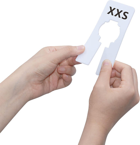 40 Pack Rectangular White Plastic Clothing Size Closet Rack Dividers Hangers, Preprinted in 8 Sizes XXS, XS, S, M, L, XL, XXL, XXXL (2.5”x 5”, Inn...