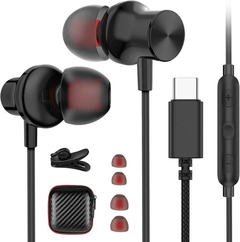 ACAGET USB C Earbuds, Magnetic Type C Earphone for iPhone 15 Pro Max Samsung S24 S23 Plus S22 Ultra Wired Headphone with C Plug Noise Cancelling H...