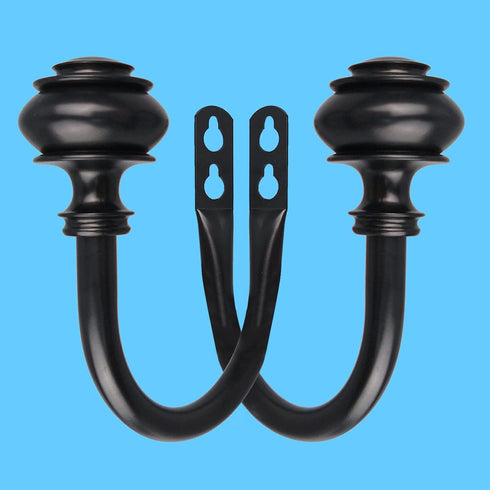 Curtain Holdbacks, 2Pcs Curtain Tiebacks Wall Mounted with Screws, Decorative Curtain Holders for Bedroom Livingroom Office Home,Black...