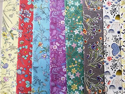 50pcs 8 x 8 inches Cotton Fabric Bundle Squares for Quilting Sewing, Precut Fabric Squares for Craft Patchwork...