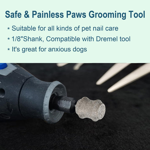 Diamond Dog Nail Grinder for Dremel - Dog Nail Grinder Attachment Bits for Large Medium and Small Dogs Cats Animals Nail Trimming (C...