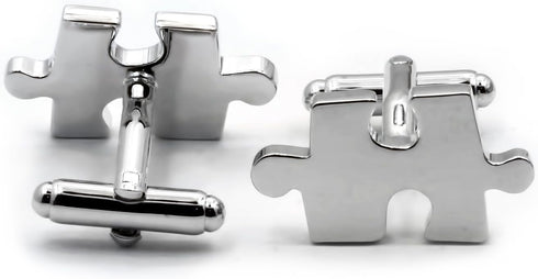 Simplicity Jigsaw Puzzle Piece Silver Tuxedo Shirts Cufflinks...