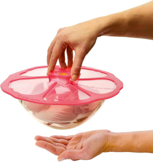 Charles Viancin - Hibiscus Silicone Lid for Food Storage and Cooking - 8''/20cm - Airtight Seal on Any Smooth Rim Surface - BPA-Free - Oven, Micro...