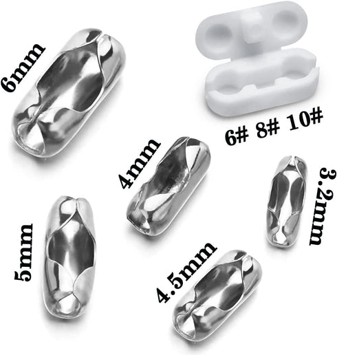 30pcs Replacement Blind Pull Cord Connector Stainless Steel Ball Chain Connector Clasps Fits for 3.2/4.0/4.5/5/6.0mm Beaded Ball Chain...