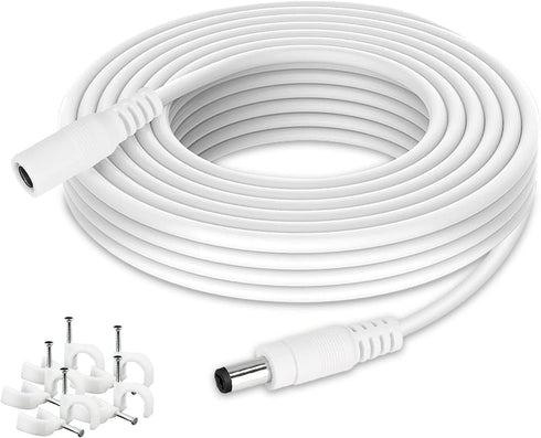 Power Extension Cable 16.5ft, 2.1mm x 5.5mm Plug Compatible with 12V DC Adapter Cord for CCTV Security Camera, IP Camera, Standalone DVR(16.5ft Wh...