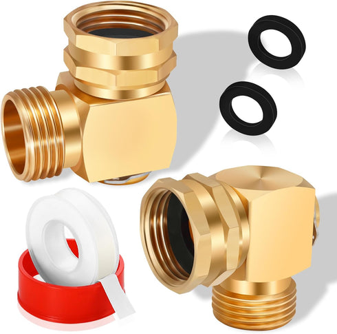 Boltigen 2PCS 90 Degree Hose Swivel Elbow, Brass Garden Hose Swivel Adapter Fitting, 3/4 GHT Garden hose Extension Connector, Garden Hose Kink Pro...