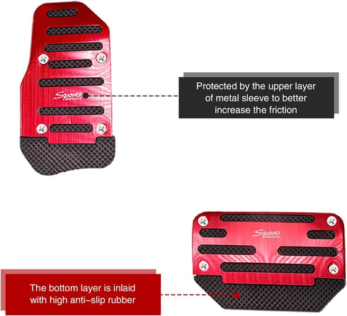 2 PCS Car Accelerator Brake Pedal Kit, Metal Rubber Sports Style Non-Slip Wear-Resistant Pedal Modification Pedal, Car Replacement Parts, for Most...