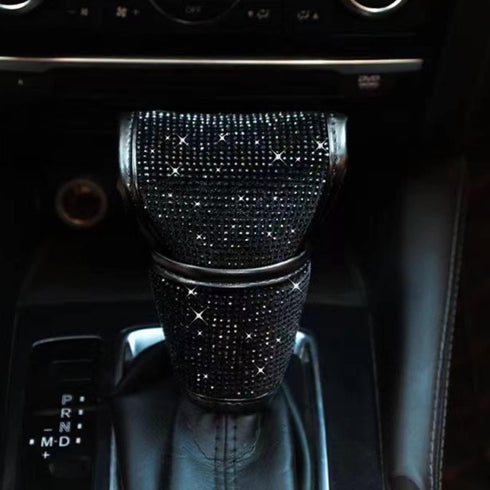 Bling Bling Auto Gear Shift Knob Cover,Auto Shift Gear Cover with Crystal Glitter Bling Rhinestones,Car Knob Gear Stick Protector (Black Diamonds)...