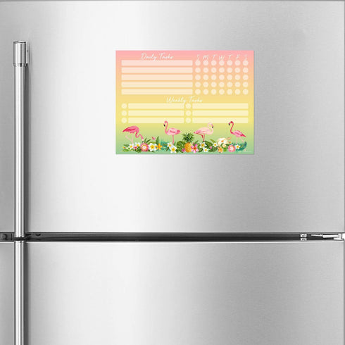 Dry Erase Whiteboard Task Planner | Removable and Restickable Adhesive Decal | Fine-Tip Magnetic Marker Included (9 x 12 inches, Tropical)...