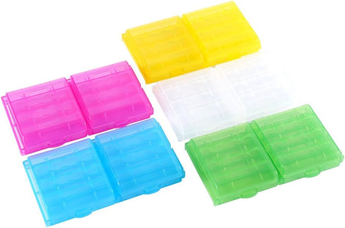 AA AAA Battery Holder, 5 Colors Transparent Hard Plastic Multifunctional Storage Box, Organizer Container for AA AAA Batteries (10PCS Set)...