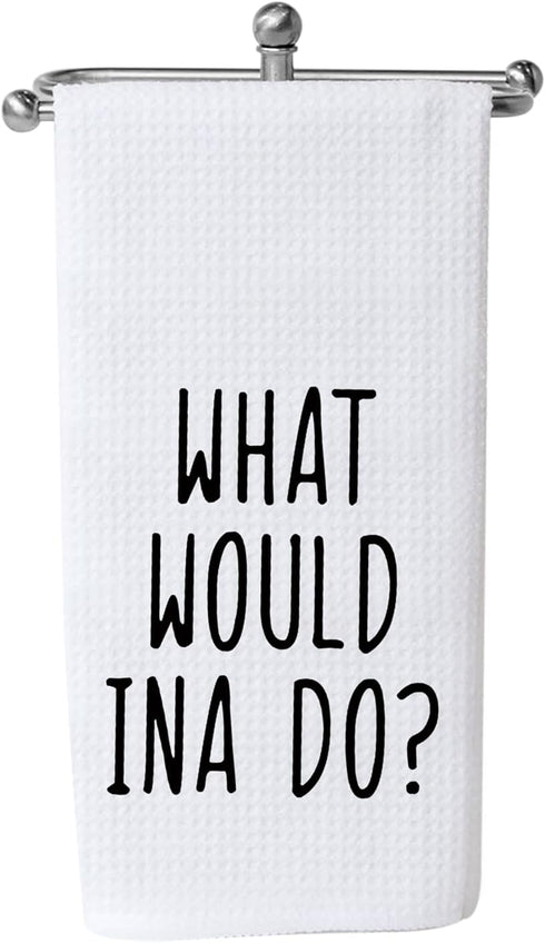 WCGXKO What Would Ina Do Kitchen Decor Housewarming Gift Dish Towel Kitchen Towels Tea Towel (What Would Ina Do Towel)...