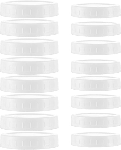 16Pcs Plastic 8 Regular Mouth Lids and 8 Wide Mouth Plastic Storage Caps for Mason Jars, White...