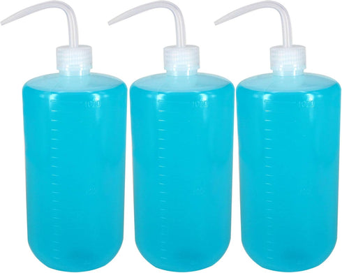 3Pcs 1000ml(33oz) Plastic Safety Lab Wash Bottle, Plastic Squeeze Bottle with Scale Labels and Narrow Mouth, Watering Bottle for Chemistry, Indust...