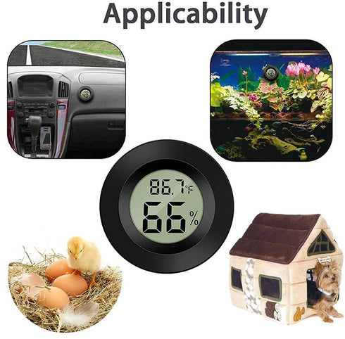 Meggsi 2 Pack Mini Digital Hygrometer Gauge Indoor Thermometer, LCD Monitor Temperature Outdoor Humidity Meter for Greenhouse Jars Incubators Guitar Case, Fahrenheit (?) or Celsius(?)