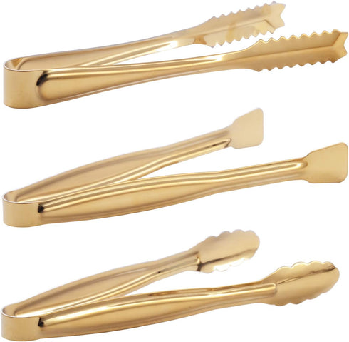 Gold Plated Mini Serving Tongs Set 6-Inch Appetizers Tongs Stainless Steel Small Sugar Cube Tongs Ice Tongs, Set of 6...