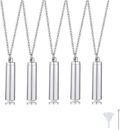 VNOX Pack of 2/3/4/5/10/16 -Unisex Customize Memorial Keepsake Stainless Steel Cylinder Cremation Necklace...