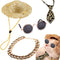 4Pcs Cat Glasses Cat Gold Chain Necktie and Straw Hat, Fashion Cool Pet Sunglasses Adjustable Pet Gold Chain Set Classic Funny Pet Accessories for...