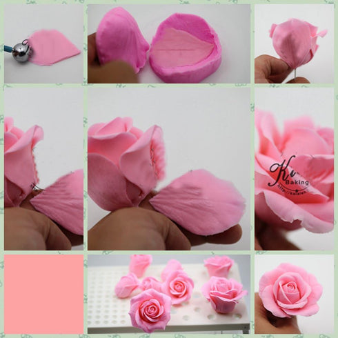 KALAIEN Rose Flower Cutters Set Gumpaste Flowers Modelling Tools for Cake Decorating Cookie Mold Sugarcraft Plunger Cutter Mold Set of 6...