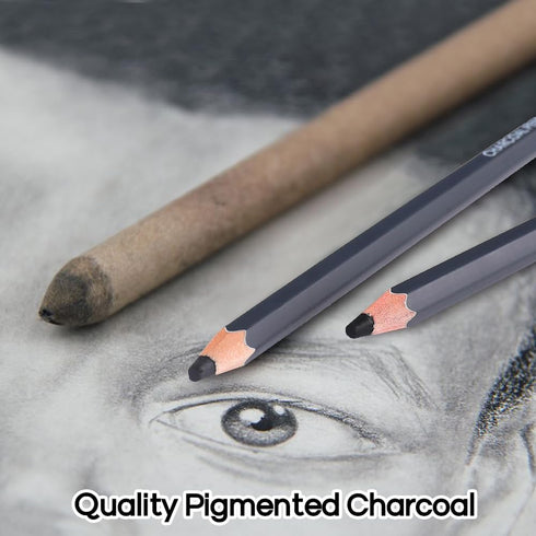Dyvicl Professional Charcoal Pencils Drawing Set - 12 Pieces Soft, Medium & Hard Charcoal Pencil for Drawing, Sketching, Shading, Artist Pencils f...