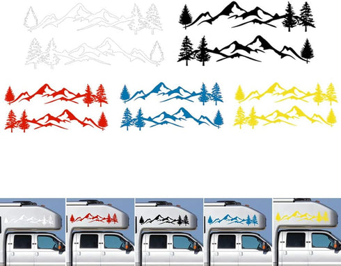 sundan 2PCS Car Side Body Stickers Mountain Tree Forest Graphic Decals DIY Vinyl Sticker Decals for Car Truck SUV RV Camper Trailer, 77.95''x15.74...