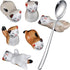 Pack of 6 Lovely Lucky Cat Porcelain Knife Rests Chopstick Rest set Ceramic Tableware Rest Set Ornament (Lucky Cat Set+Spoon)...