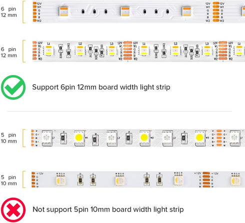 BTF-LIGHTING SMD 6 Pin 12mm 0.47in Width Transparent Connector Kit 8pcs Corner Connector 4pcs Gapless Solderless Connector 4pcs 5.9in Long 22AWG E...