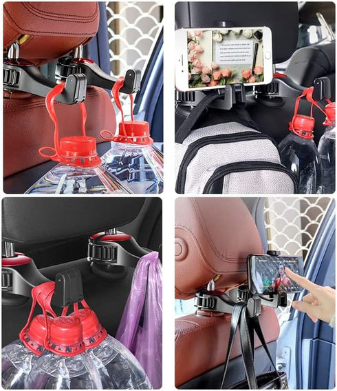 UDIKEFO Universal Car Vehicle Back Seat Headrest Mobile Phone Holder Hanger Holder Hook for Bag Purse Cloth Grocery (Red - 2 Pack)......