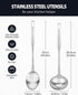 Premium Stainless Steel Serving Spoons and soup ladle, Matte Large Serving Spoon Slotted Spoons for Cooking 14.7Inch, Set of 2...