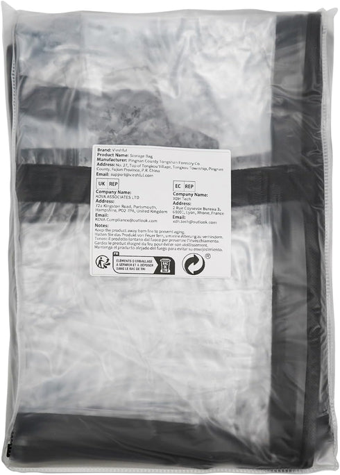 Vieshful 3 Pack Clear Clothes Storage Bag, 40L Plastic Blanket Storage Bag with Zipper, Foldable Closet Organizer, Moving bags for Comforter, Blan...
