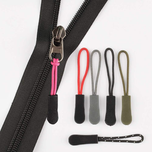 CTZD Durable Cord Zipper Pulls Pull Tab Zipper Replacement for Purses,Backpacks, Luggage, Clothing?Black Red,10 Pack...