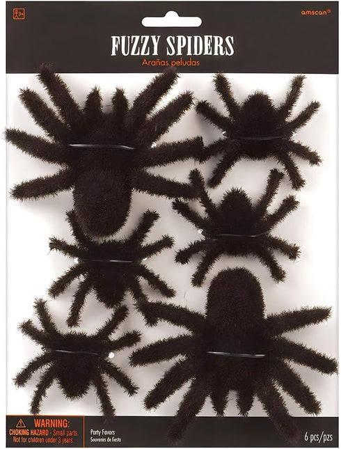 Plastic Fuzzy Spider Multi-Pack - 6 Count - Realistic, Flexible, and Scary Fun for Halloween Decoration and Pranks...