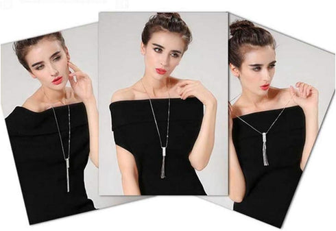 Cathercing Rhinestone Tassel Pendant Long Necklace for Women Sweater Chain Statement Necklace Choker Adjustable Elegant Jewelry Crystal Accessorie...