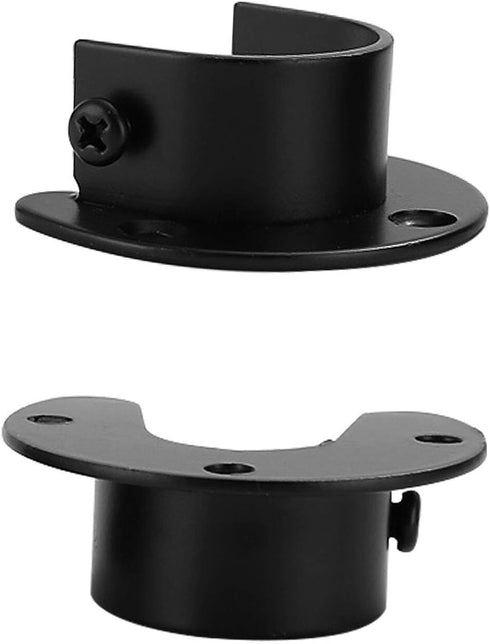 Stainless Steel Closet Rod Holder Black 4pcs Heavy Duty WardrobeBracket 1" & 1-1/4" Diameter U Shape Rod End Supports Curtain Pole Flange Socket...