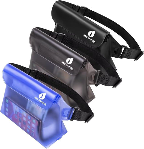 Waterproof Pouch with Waist Strap (3 Pack),Beach Accessories Best Way to Keep Your Phone and Valuables Safe and Dry - Black+Gray+Blue...