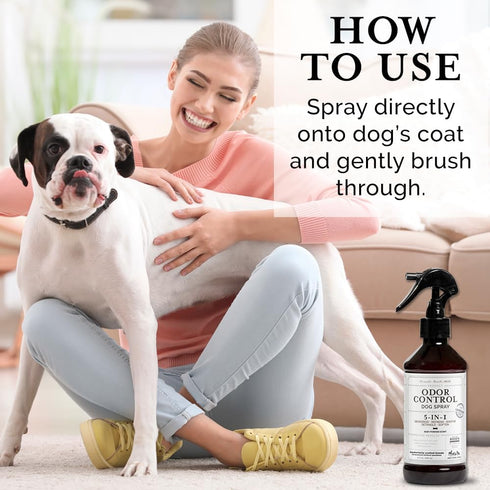 5-in-1 Odor Control Dog Spray, 240ml/8 fl oz, Spray for Dogs with Odor Issues, Oatmeal, Lavender and Tea Tree Oil, Detangles Fur...