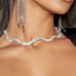 Rhinestone Choker Necklace Silver Crystal Necklaces Fashion Water Ripple Clavicle Chain Party Sparkly Adjustable Chain Jewerly for Women and Girls...