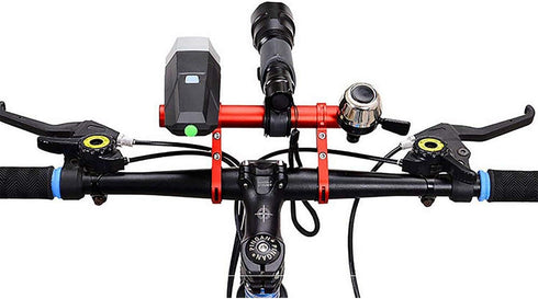 7.88” Bike Double Handlebar Extender Carbon Fiber Mount Holder for bicycle accessories Flashlight Lamp phone(red+black)...