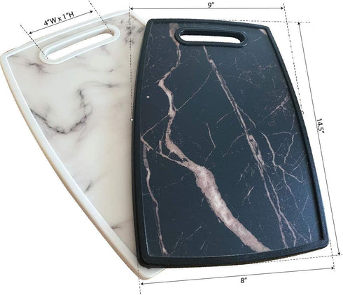 Lily's Home Kitchen Cutting Board (2-Piece Set) with Handles and in Marble Finish. Non-Porous, Dishwasher Safe...