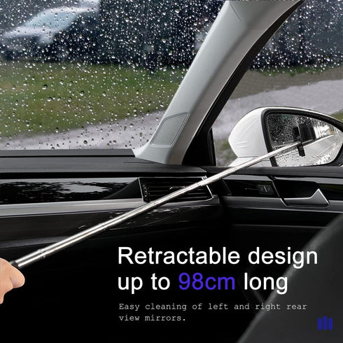 Car Rearview Mirror Wiper Telescopic Auto Mirror Squeegee Cleaner, Retractable Rear-View Mirror Wiper Snow Brush and Ice Scraper, Telescopic 98cm ...