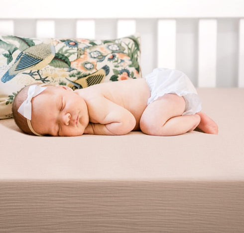 GRSSDER Soft Muslin Crib Sheet 1 Pack, 100% Cotton Crib Sheets for Boys and Girls, Fit Standard Crib Mattresses 52" x 28" Safe and Snug, Natural...