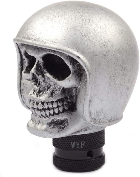 WYF Baseball Hooded Skull Gear Shift Knob Car Resin Gear Shifter Knob for Most Manual or Automatic Transmission (Silver)...