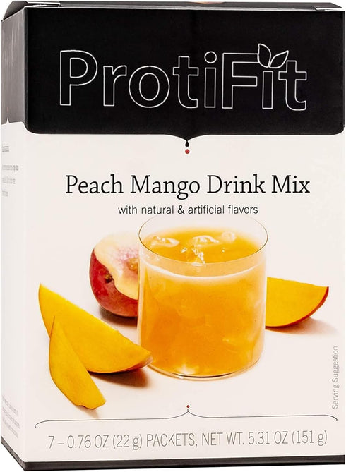 PROTIFIT - High Protein Fruit Flavored Powder Drink Mix, 15g Protein, Low Calorie, Sugar Free, Ideal Protein Compatible, 7 Servings Per Box (Peach...