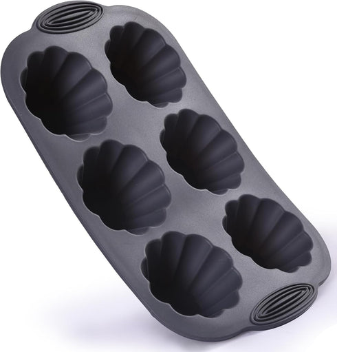 Silicone Brioche Pan 6-Cup, Silicone Cupcake Pan for Baking, Nonstick Bakeware Brioche Molds for Wax Mousse Cake Tart Jelly Pudding Panna Cotta (1...
