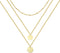 Harlorki Dainty Simple 14K Gold Plated Layered Link Chain Choker Round Circle Hammered Disk Pendant Necklace Fashion Jewelry Gift for Women Lady...
