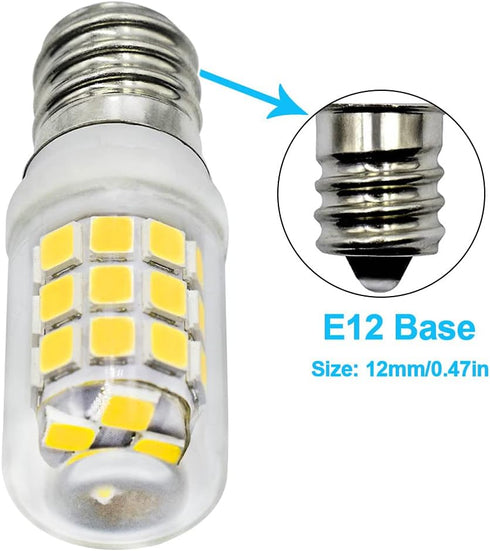 E12 LED Fridge Water Dispenser Light Bulb 2W(15W Replacement) 120V T5 Tubular Appliance Bulb for Chandeliers Home Lighting Refrigerator/Dryer Drum...