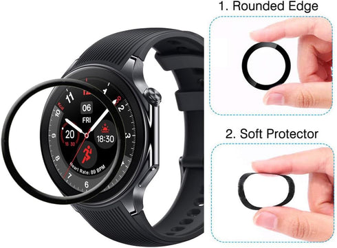 Compatible with OnePlus Watch 2 Soft Screen Protector, Full Coverage 3D Curved Edge Frame Case Friendly Anti Scratch HD Clear Film for OnePlus Wat...