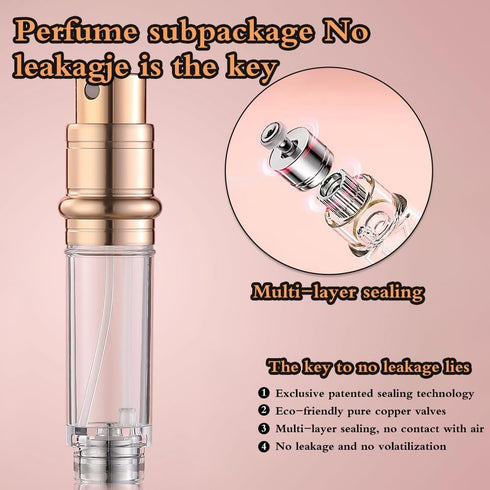 5ml Mini Portable Refillable Perfume Spray Bottle,with Bottom Filling Design, Genuine Leather Shell, Nanoscale Sprinkler, Great Companion for Trav...